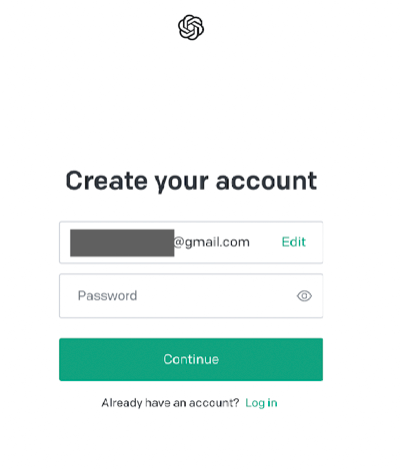 ChatGPT Create your account password