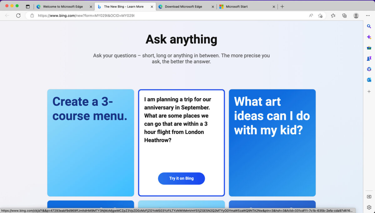 ask anything try it on bing