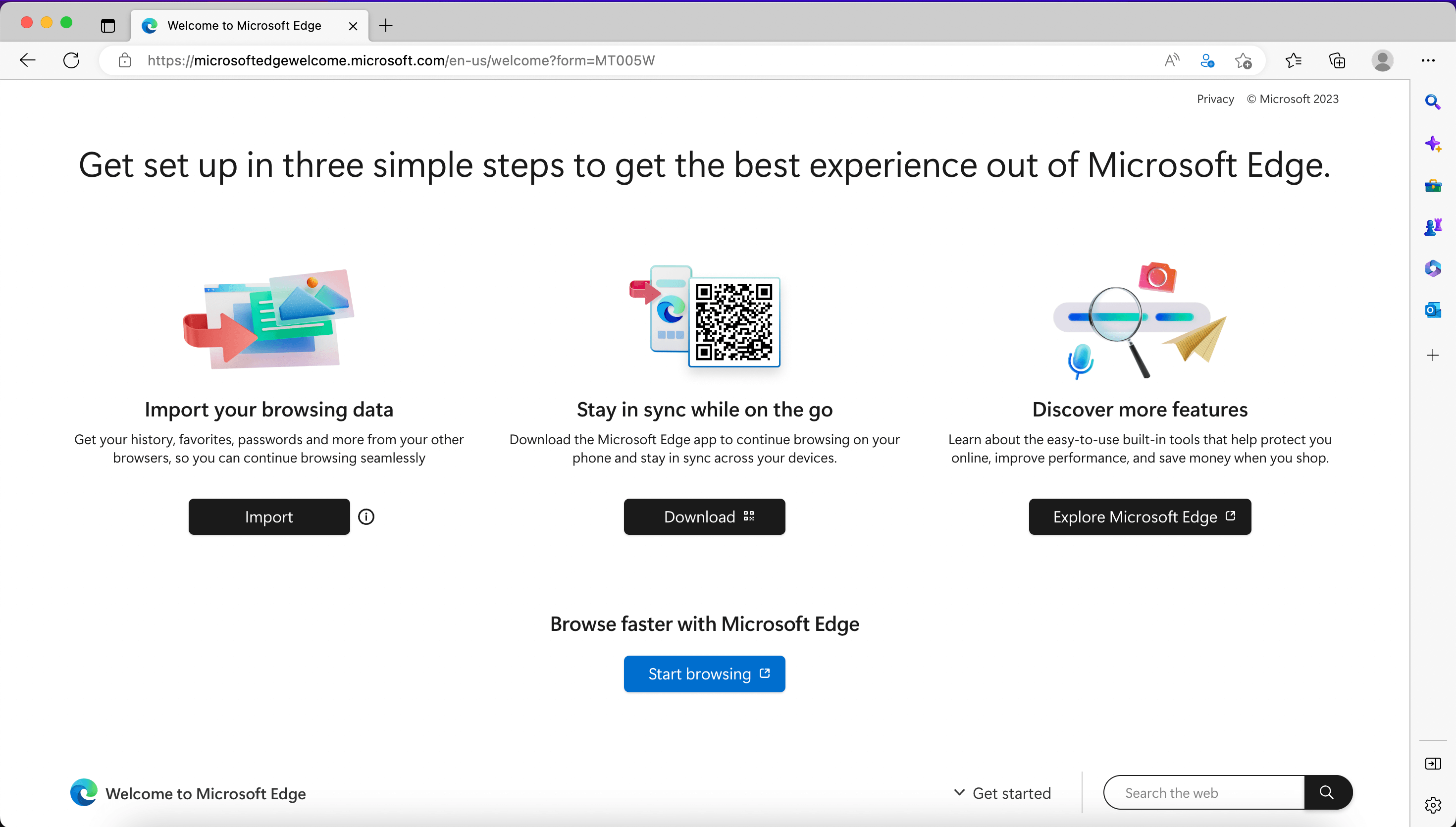 microsoft edge start browsing