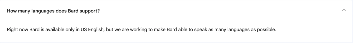 Bard Available Only in US English