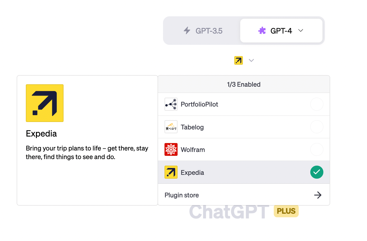 chatgpt expedia plugin enabled