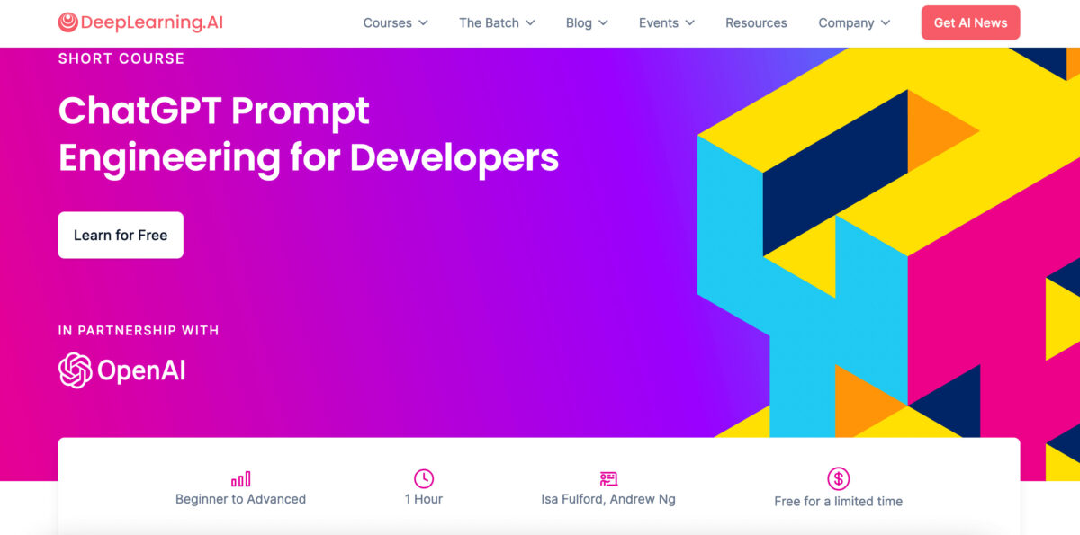 deeplearningai chatgpt prompt engineering course home